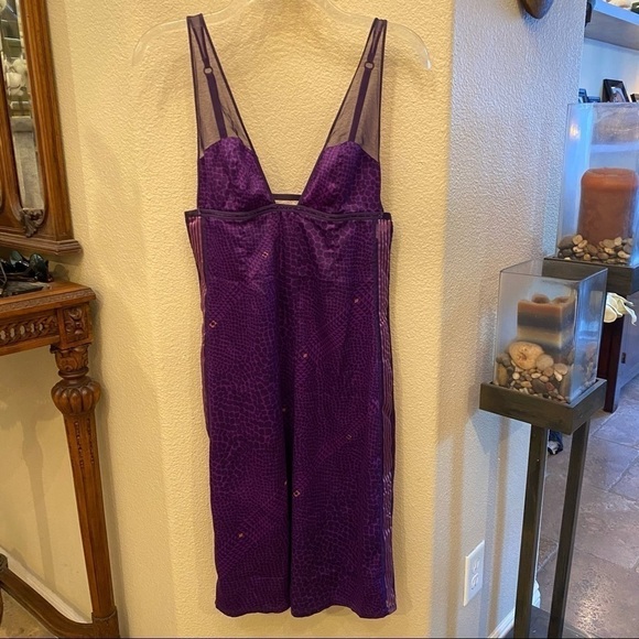 VICTORIA’S SECRET Purple Very Sexy Pattern Sheer Slip Dress Size Small - Picture 1 of 10